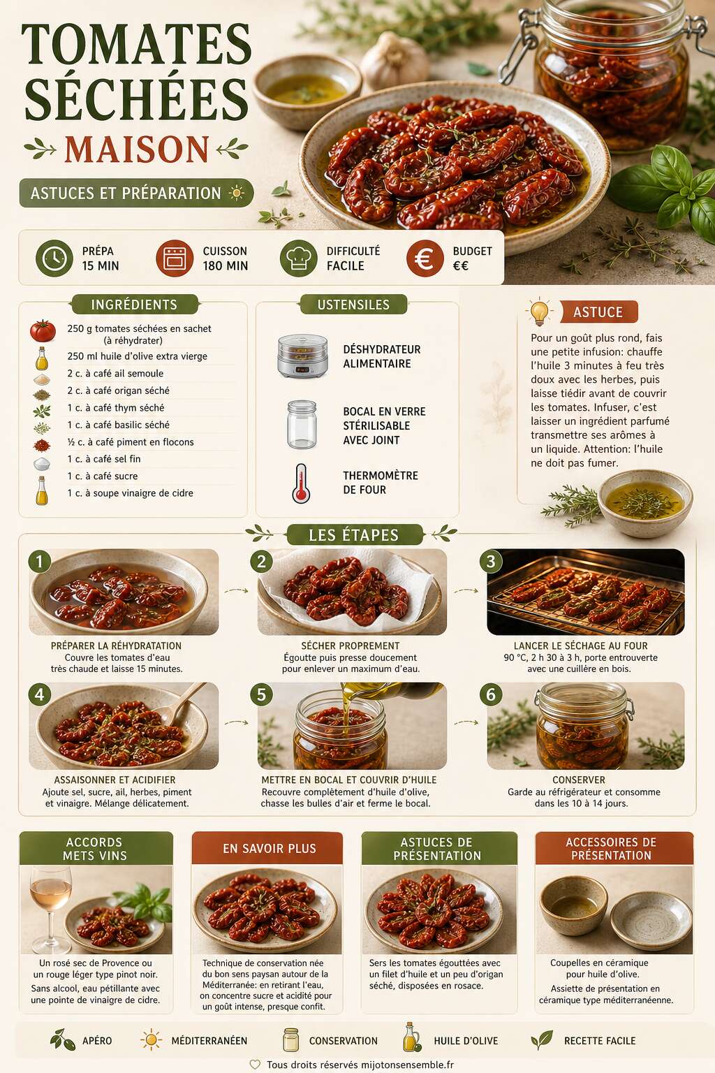 Fiche recette Recette de tomates s&eacute;ch&eacute;es maison : astuces et pr&eacute;paration