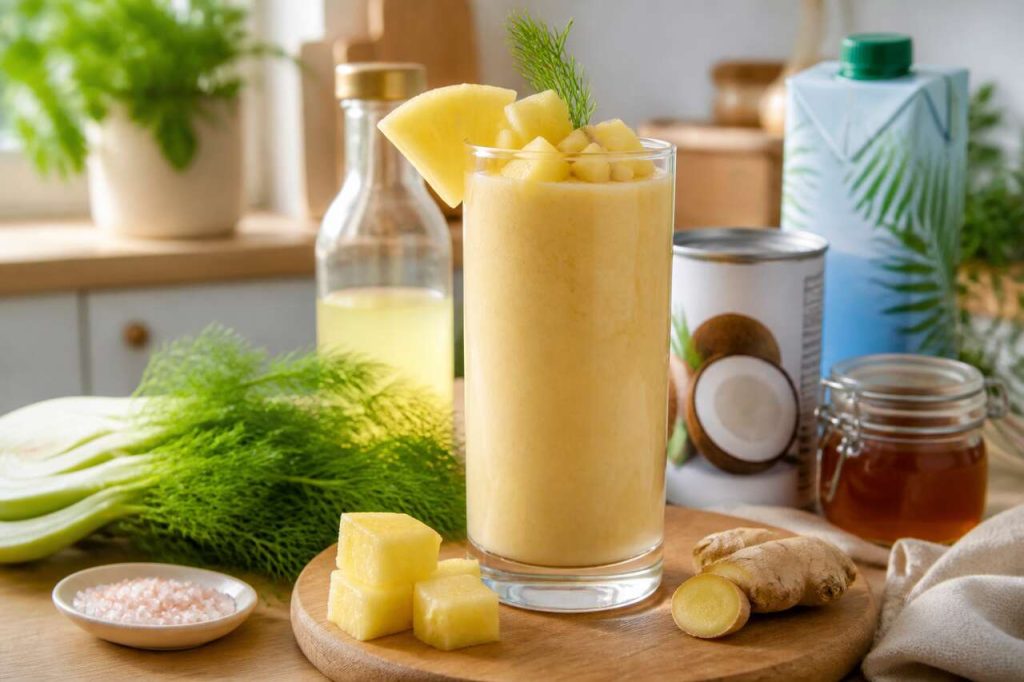 Smoothie ananas, fenouil et gingembre : recette fraîche et vitaminée