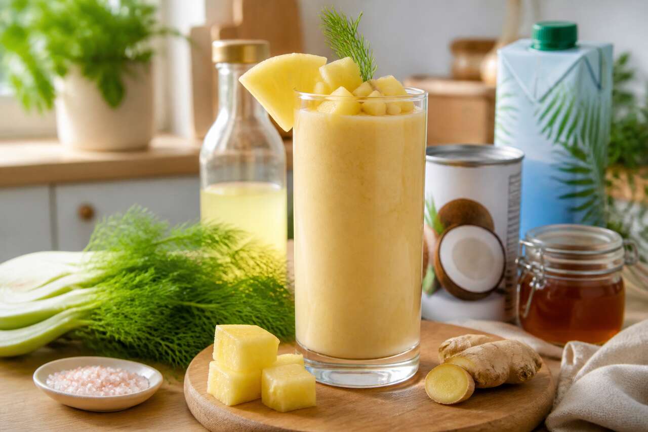 Smoothie ananas, fenouil et gingembre : recette fraîche et vitaminée