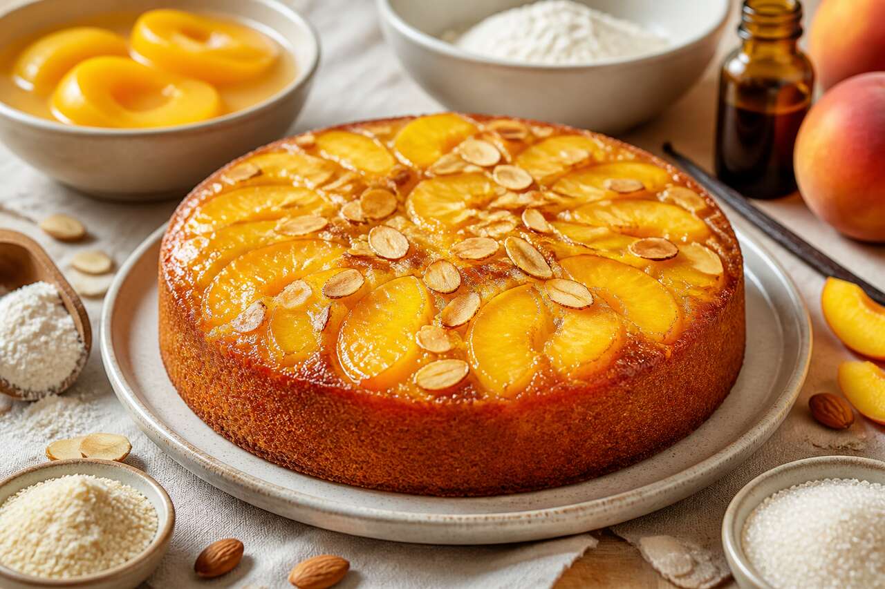 Gâteau aux amandes et pêches de Noëlle : une douceur estivale