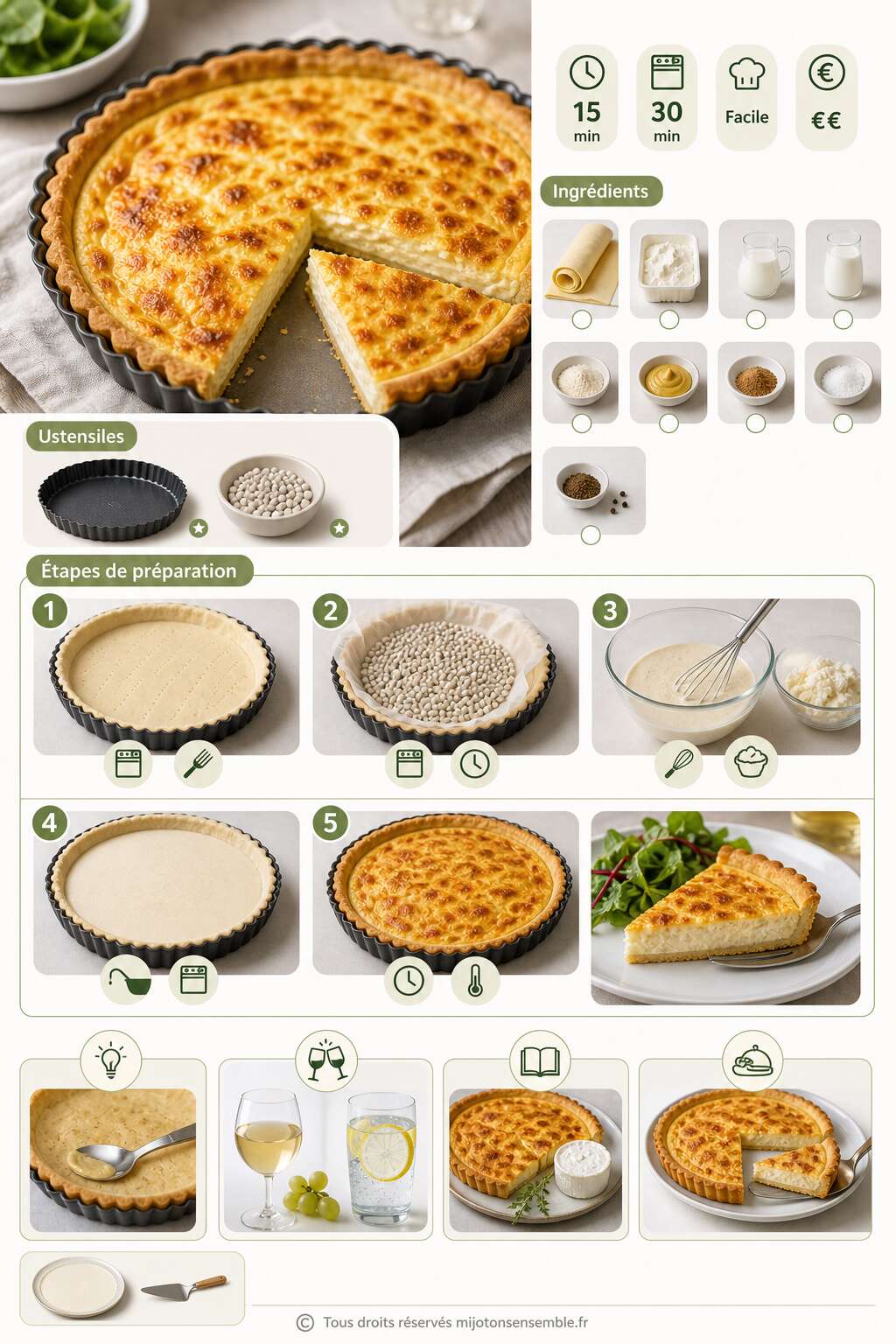 Fiche recette Recette facile : tarte au fromage Chavroux Fiche recette Recette facile : tarte au fromage Chavroux