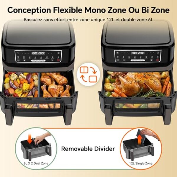 Test détaillé de la friteuse air fryer XXL 12L à double zones : performances, consommation et résultats de cuisson pour choisir le meilleur modèle.