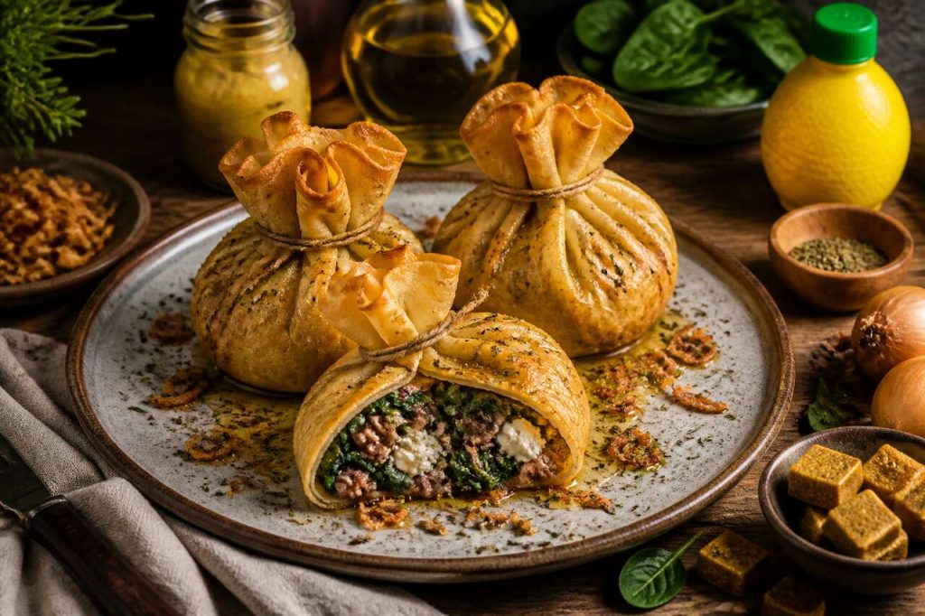 Aumônières d'agneau aux épinards et chèvre frais : recette savoureuse