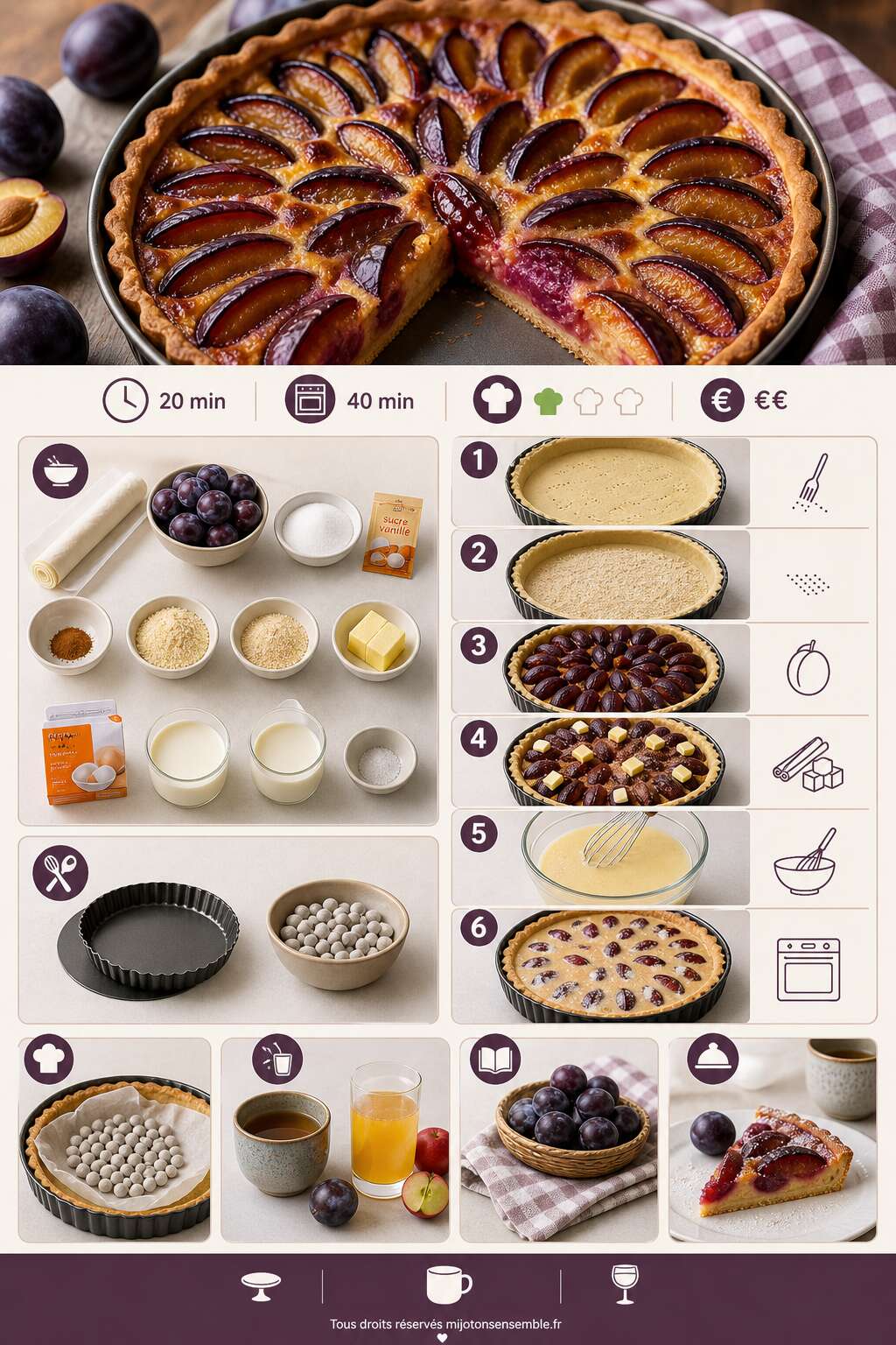 Fiche recette Recette de la tarte alsacienne aux quetsches Fiche recette Recette de la tarte alsacienne aux quetsches