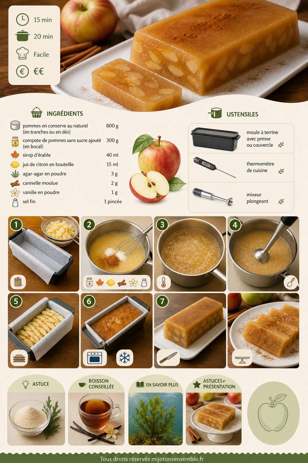 Fiche recette Terrine de pommes sans &oelig;uf et sans gluten