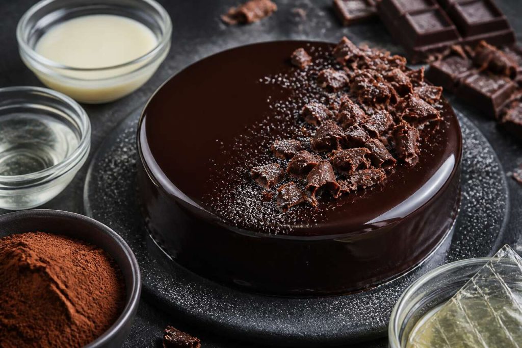 Recette du glaçage miroir au chocolat noir