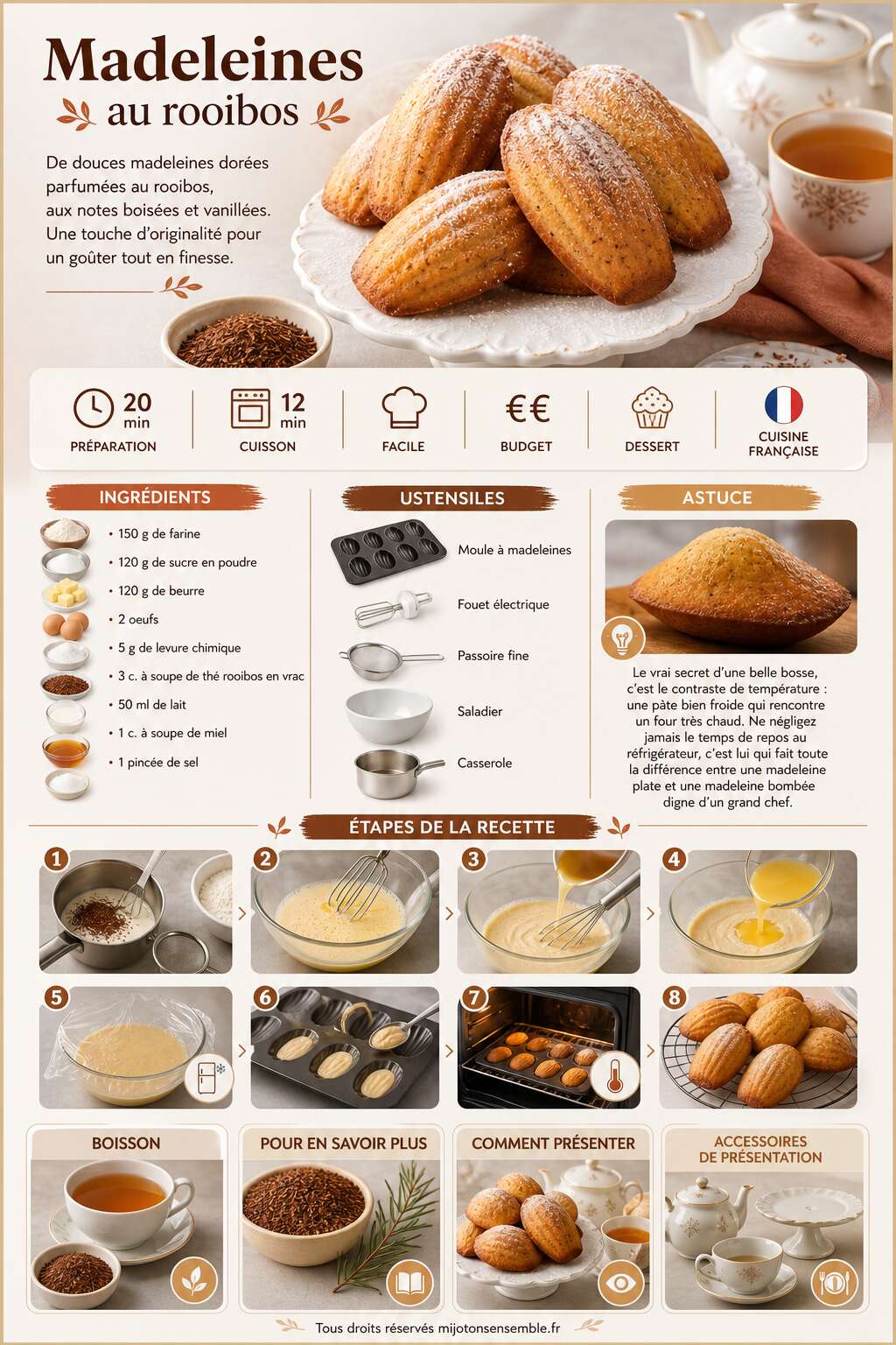 Fiche recette Recette de madeleines au rooibos