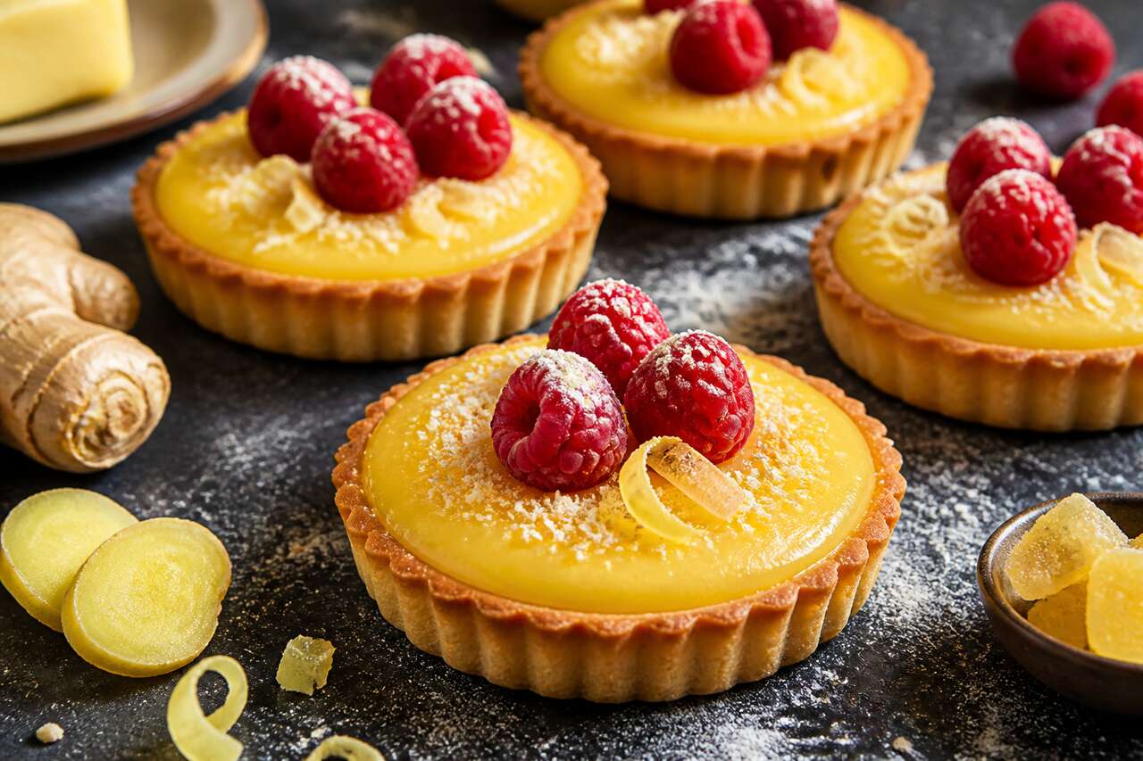 Tartelettes citron, gingembre et framboise : recette gourmande