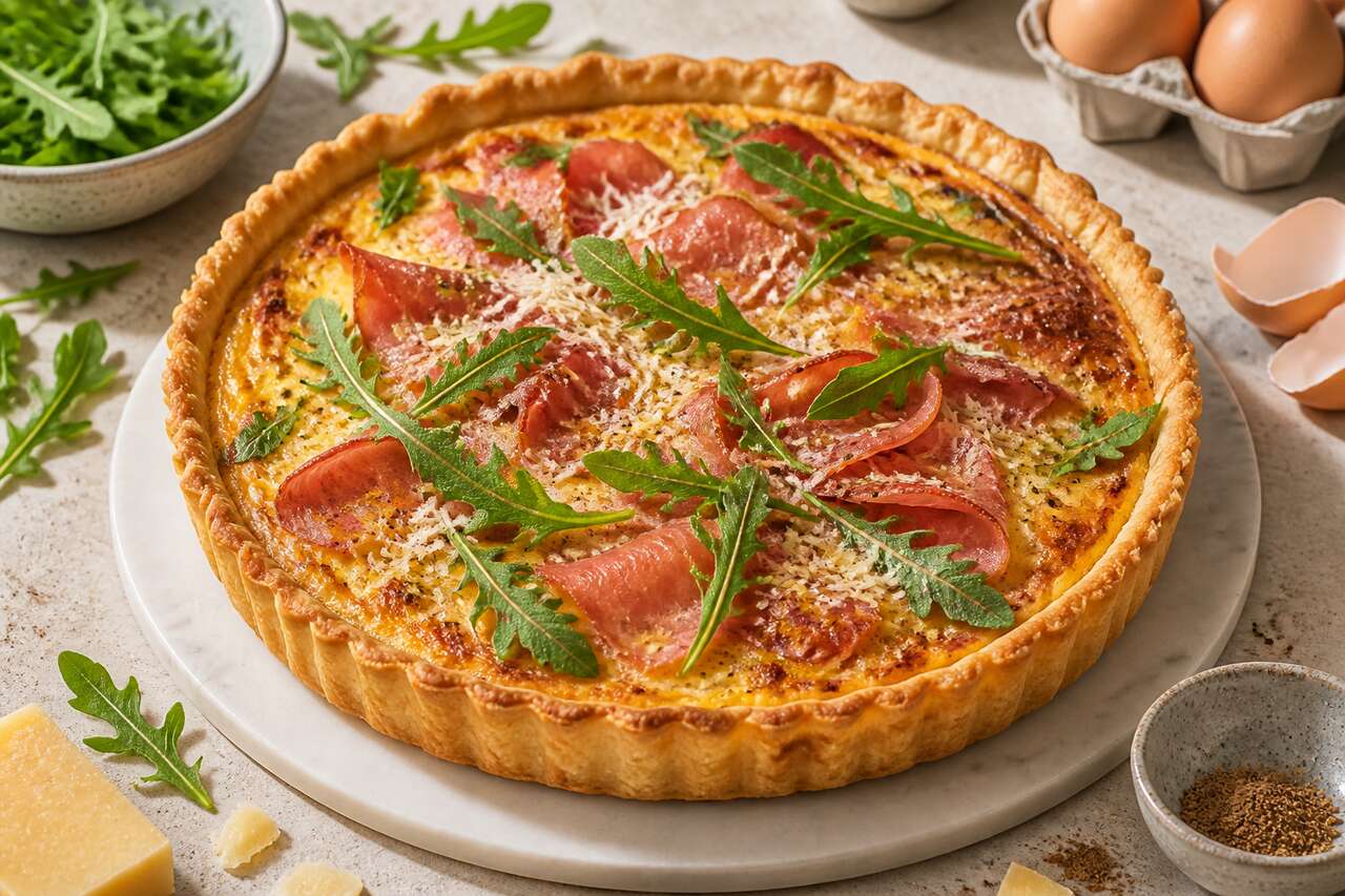 Quiche à la roquette et au speck : recette savoureuse