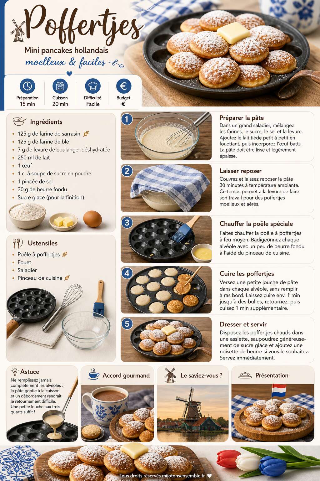 Fiche recette Poffertjes : mini pancakes hollandais moelleux et faciles Fiche recette Poffertjes : mini pancakes hollandais moelleux et faciles