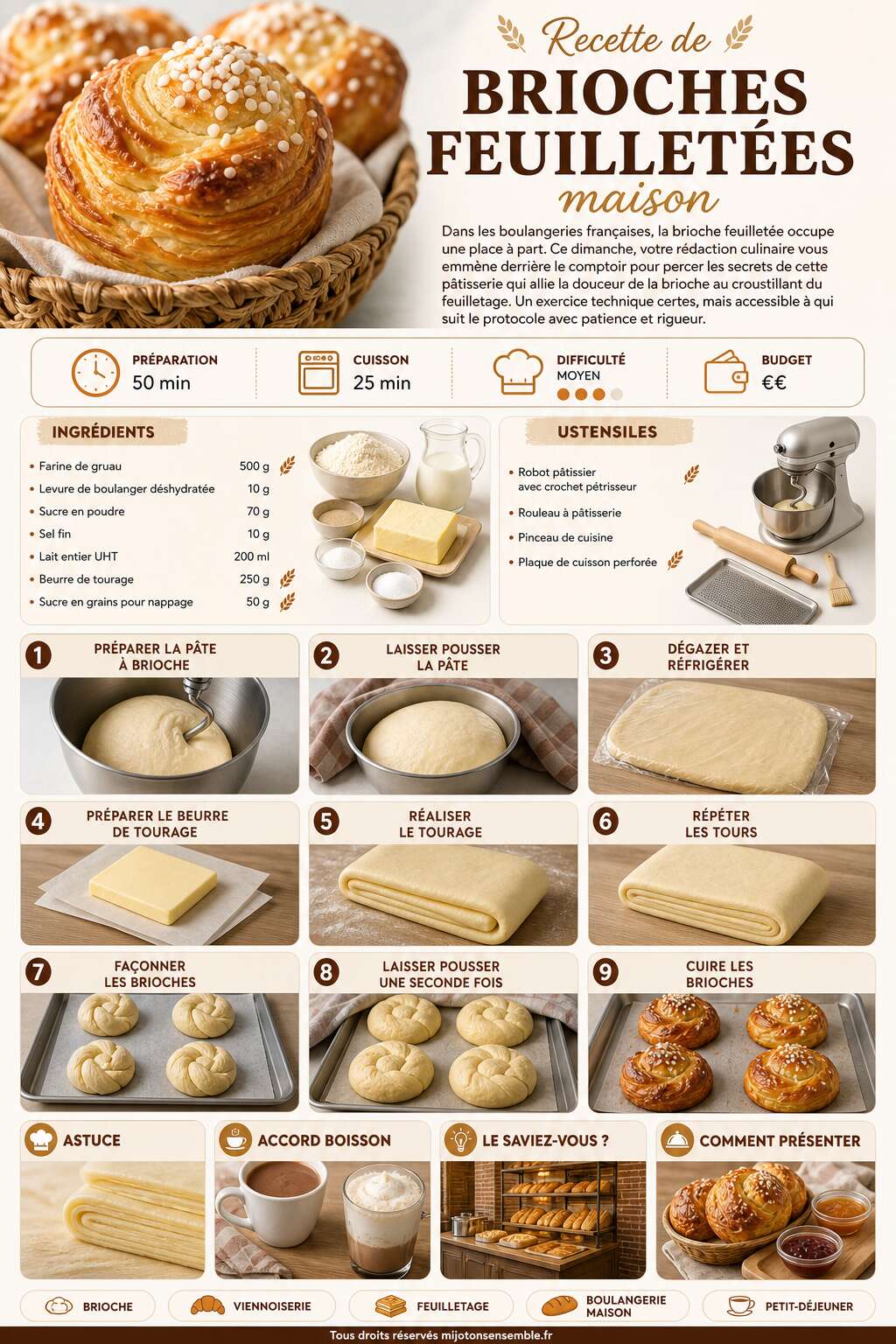 Fiche recette Recette de brioches feuilletées maison Fiche recette Recette de brioches feuilletées maison