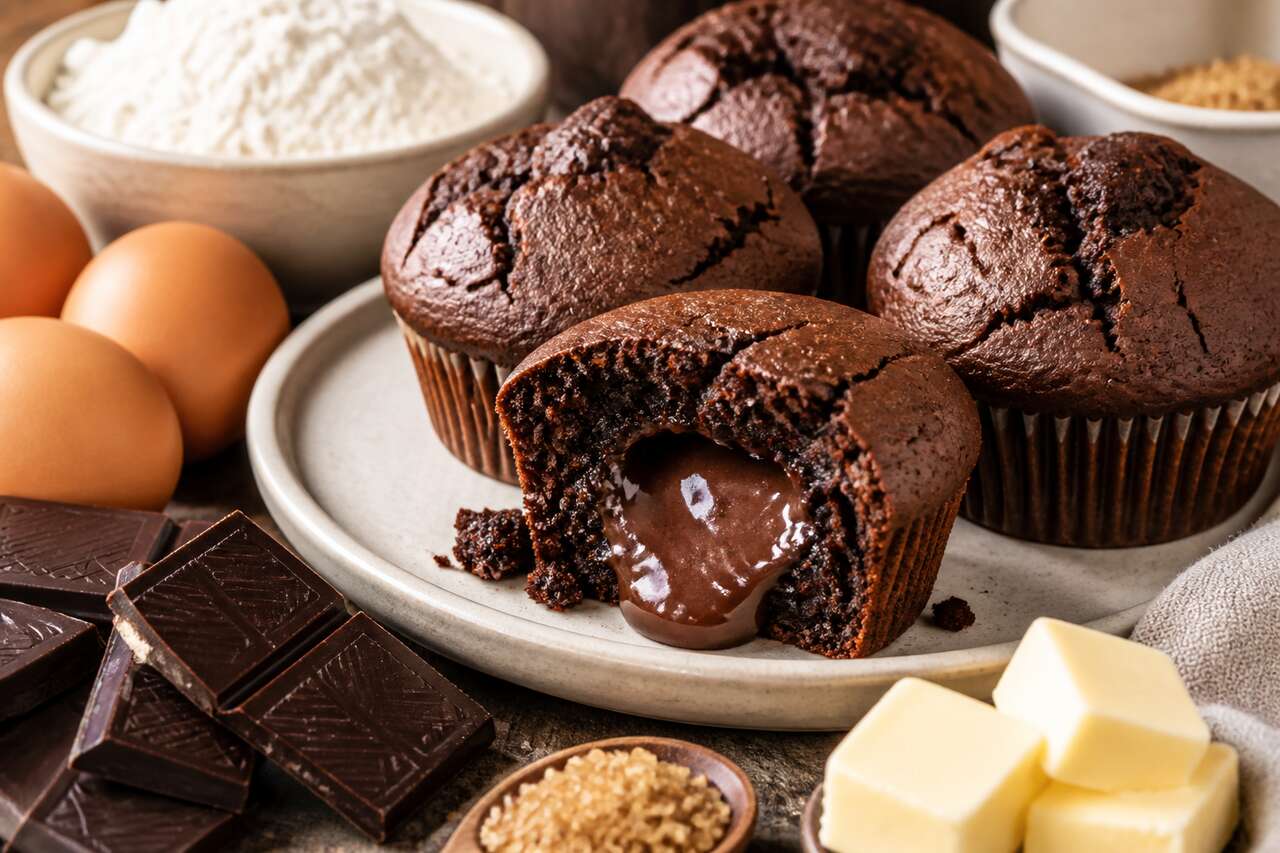 Muffins au chocolat cœur fondant d'Audrey : recette gourmande