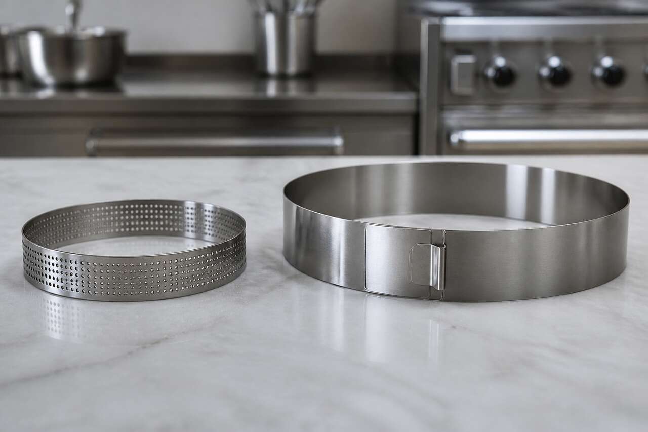 Cercle &agrave; tarte, cercle &agrave; p&acirc;tisserie, cadre &agrave; entremets : quelles diff&eacute;rences