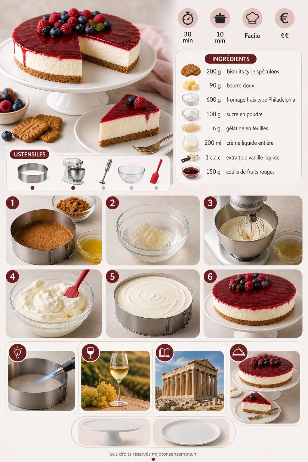 Fiche recette Recette d'entremets cheesecake Fiche recette Recette d'entremets cheesecake