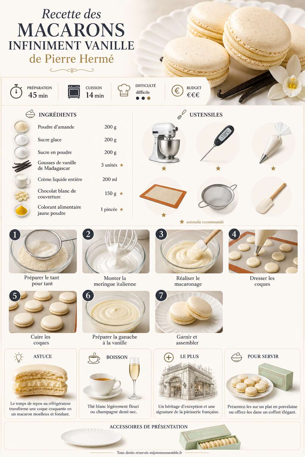 Fiche recette Recette des macarons infiniment de Pierre Hermé Fiche recette Recette des macarons infiniment de Pierre Hermé