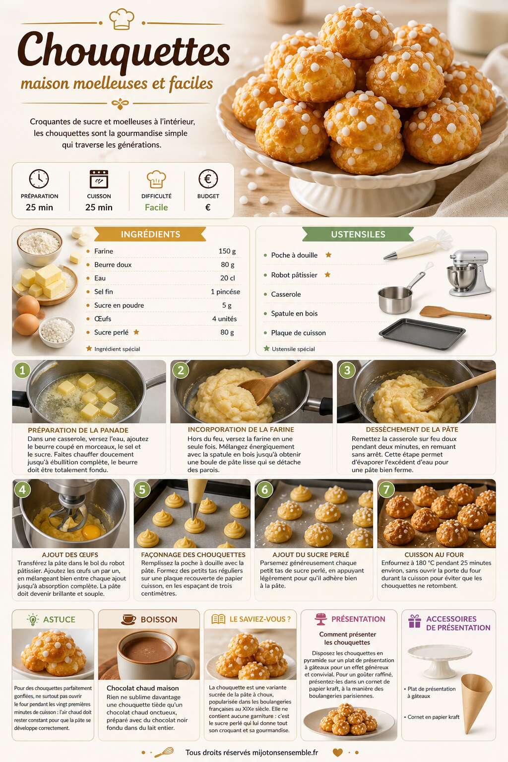 Fiche recette Recette de chouquettes maison moelleuses et faciles