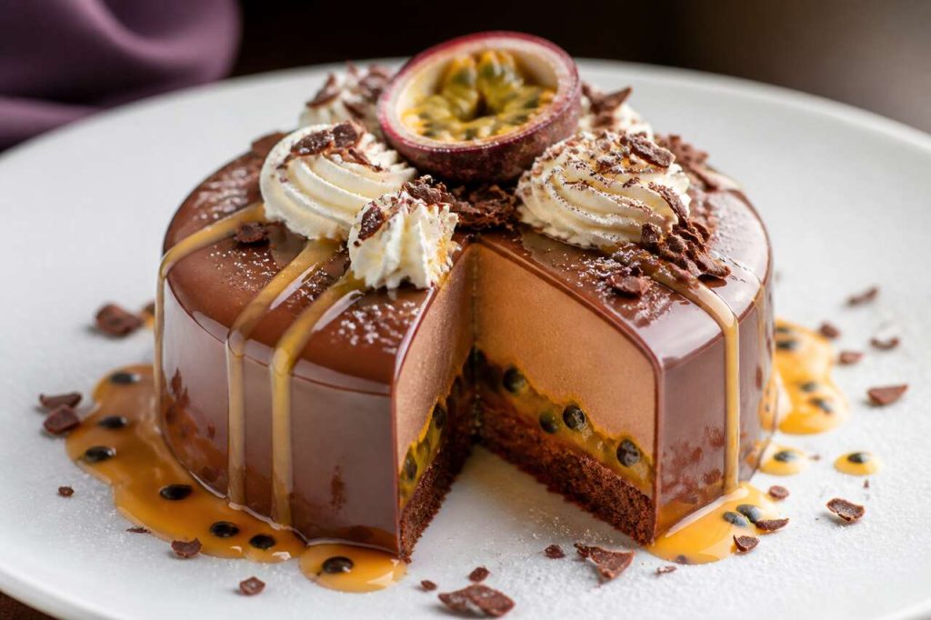 Recette d'entremets chocolat au lait et fruit de la passion