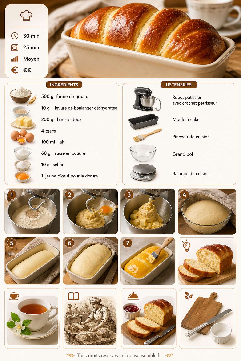 Fiche recette Recette de la brioche boulanger maison moelleuse et filante