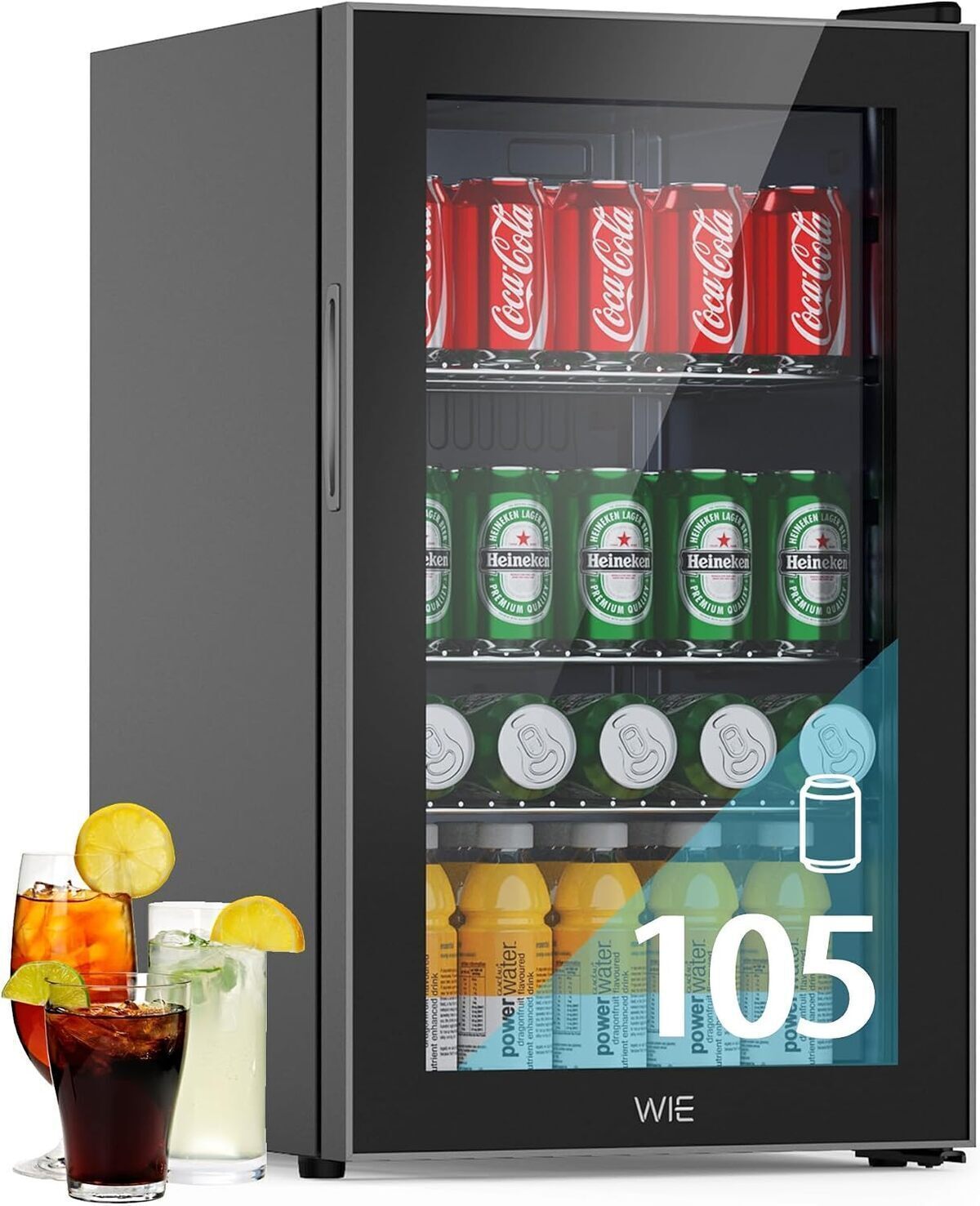 Test du réfrigérateur à boissons WIE 70L : mini frigo double porte vitrée