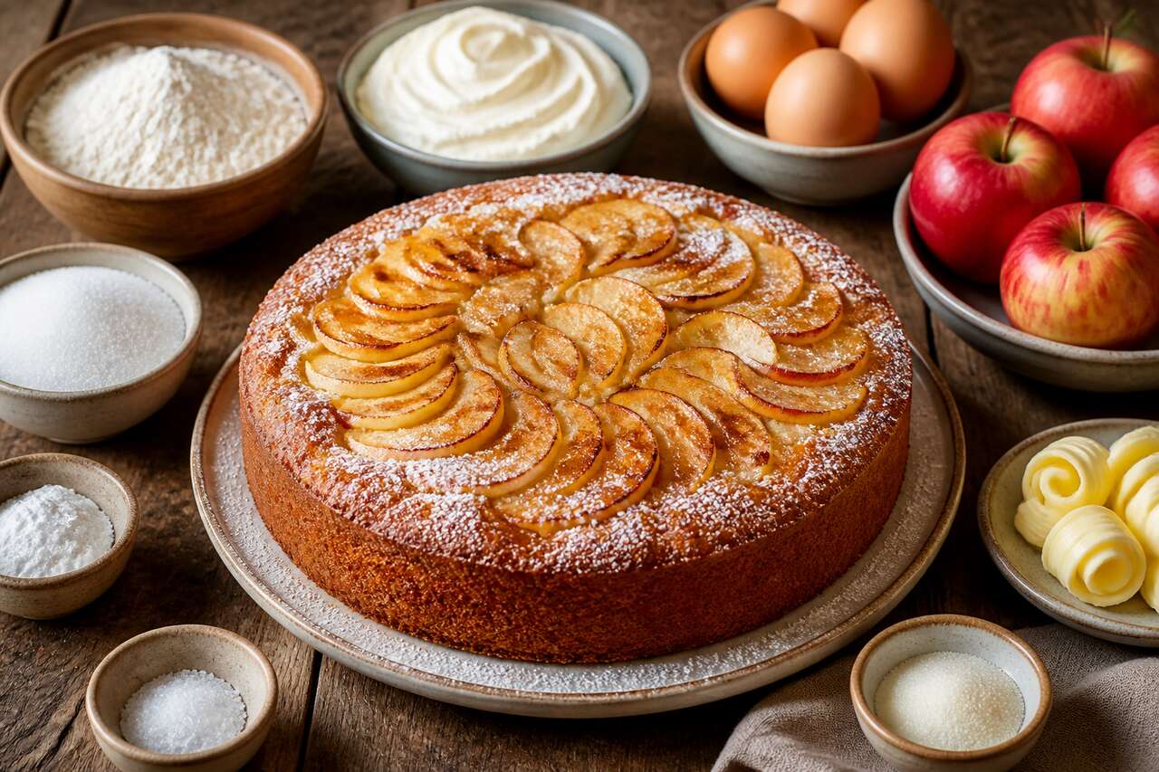Recette du gâteau aux pommes et mascarpone