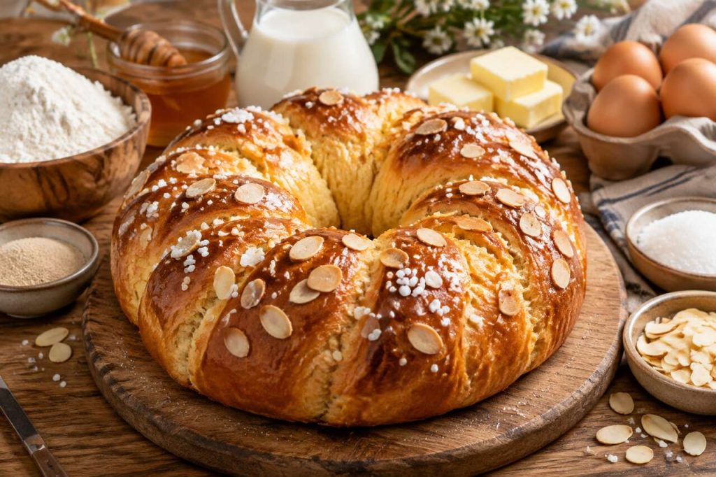 Recette de la couronne briochée au miel