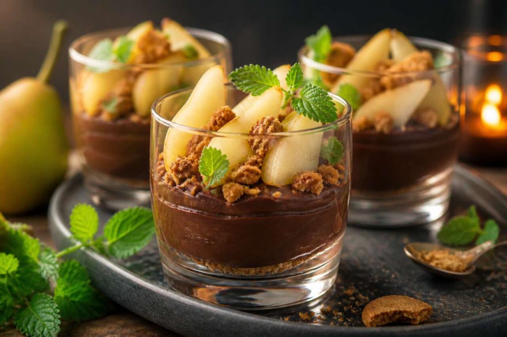 Verrine poires, chocolat et mélisse : une recette gourmande
