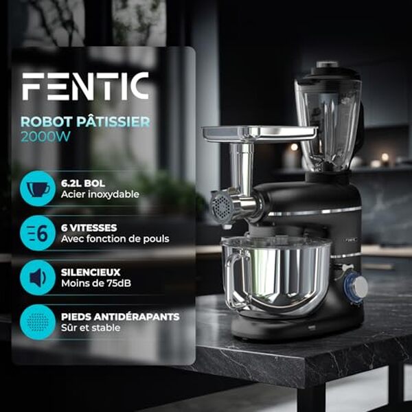 Découvrez notre test du robot pâtissier Fentic 2000W : puissance, polyvalence et performances en cuisine. Avis détaillé, avantages et caractéristiques techniques.