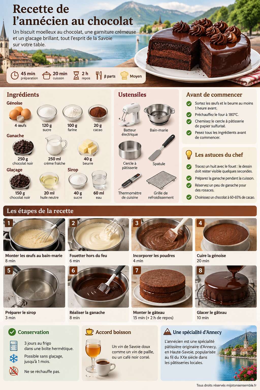 Fiche recette Recette de l'annécien au chocolat Fiche recette Recette de l'annécien au chocolat