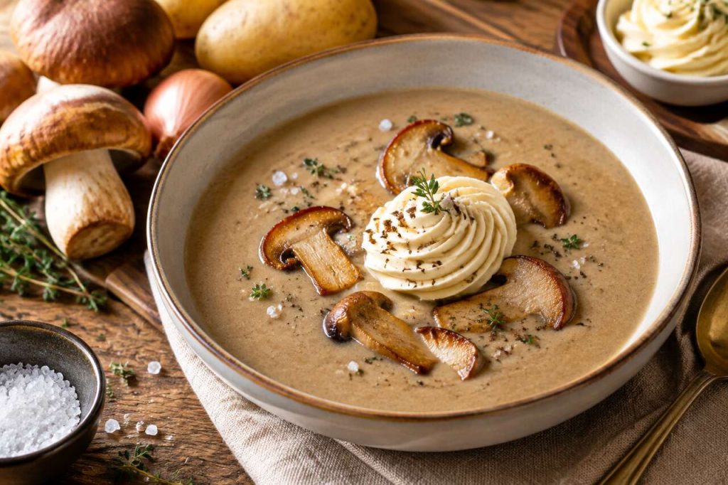 Velouté de cèpes : sublimez-le avec une chantilly au foie gras