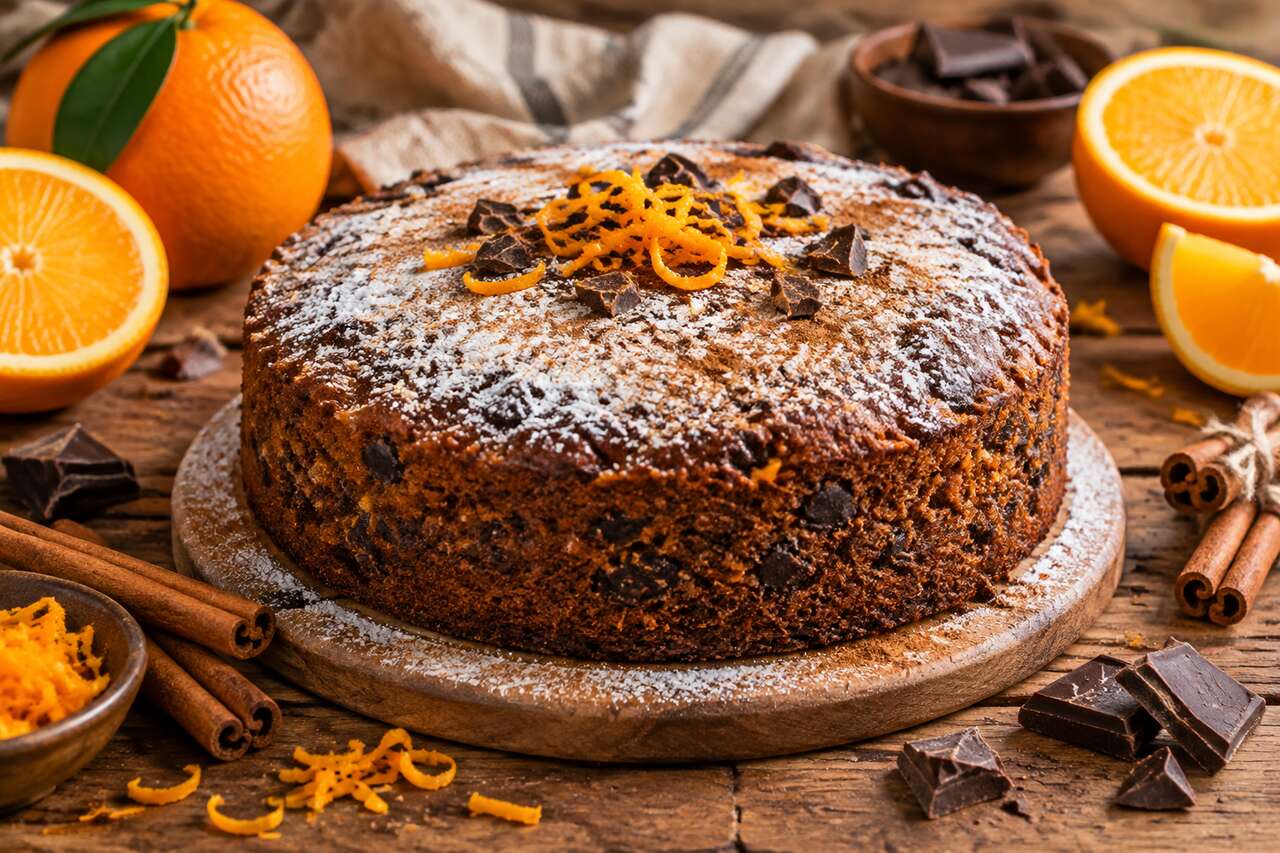 Recette du cake à l'orange, cannelle et chocolat