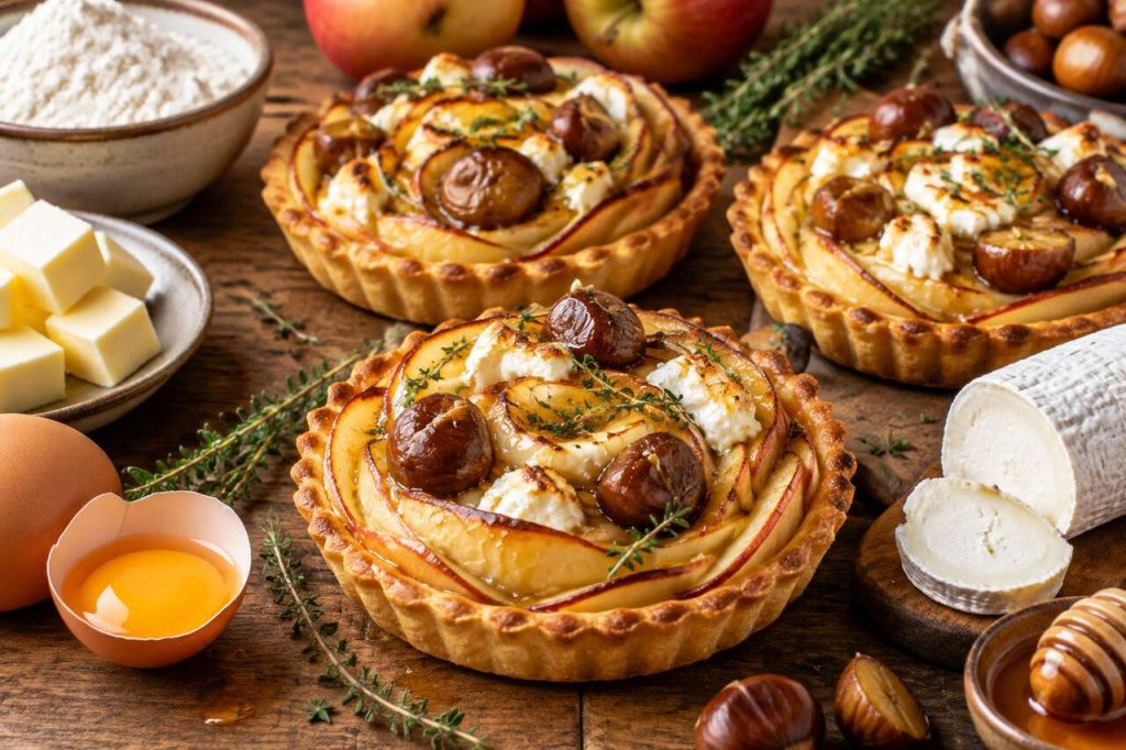 Tartelettes pommes-châtaigne au chèvre fermier