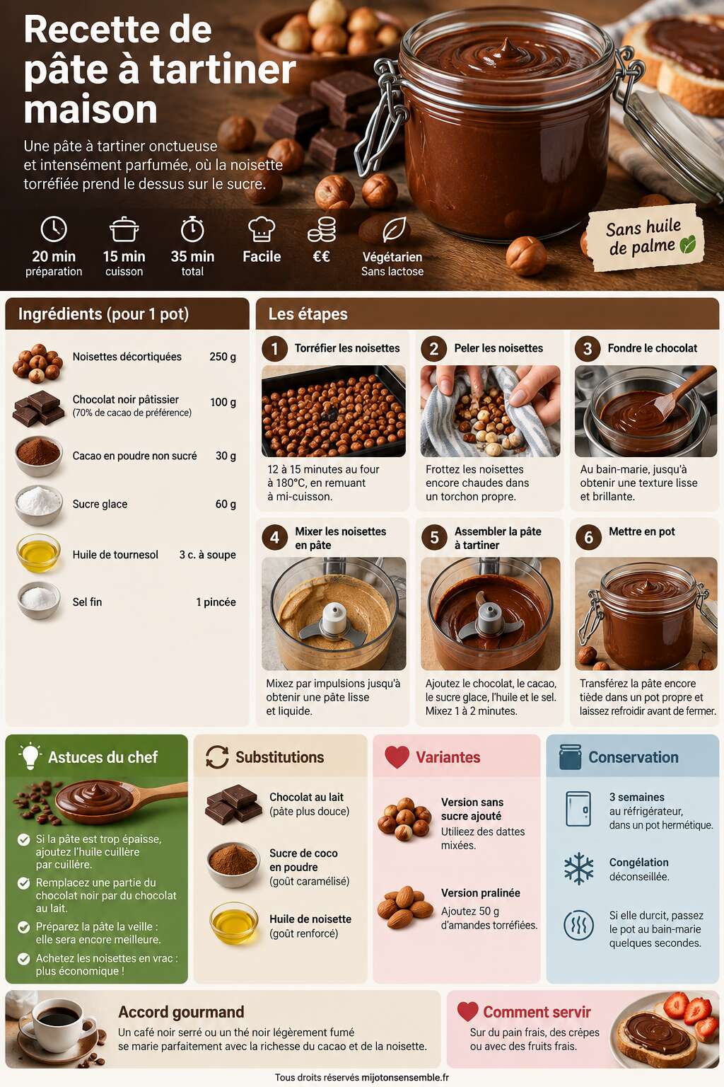 Fiche recette Recette de p&acirc;te &agrave; tartiner maison
