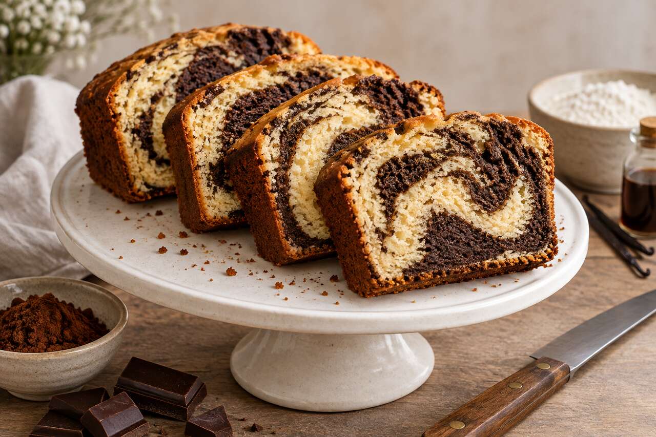 Recette du cake marbré moelleux et gourmand
