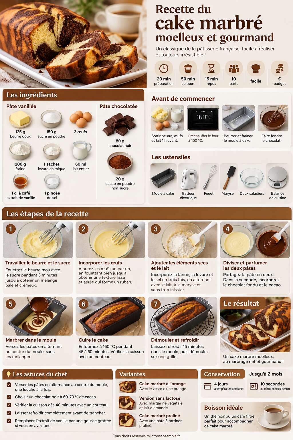 Fiche recette Recette du cake marbr&eacute; moelleux et gourmand