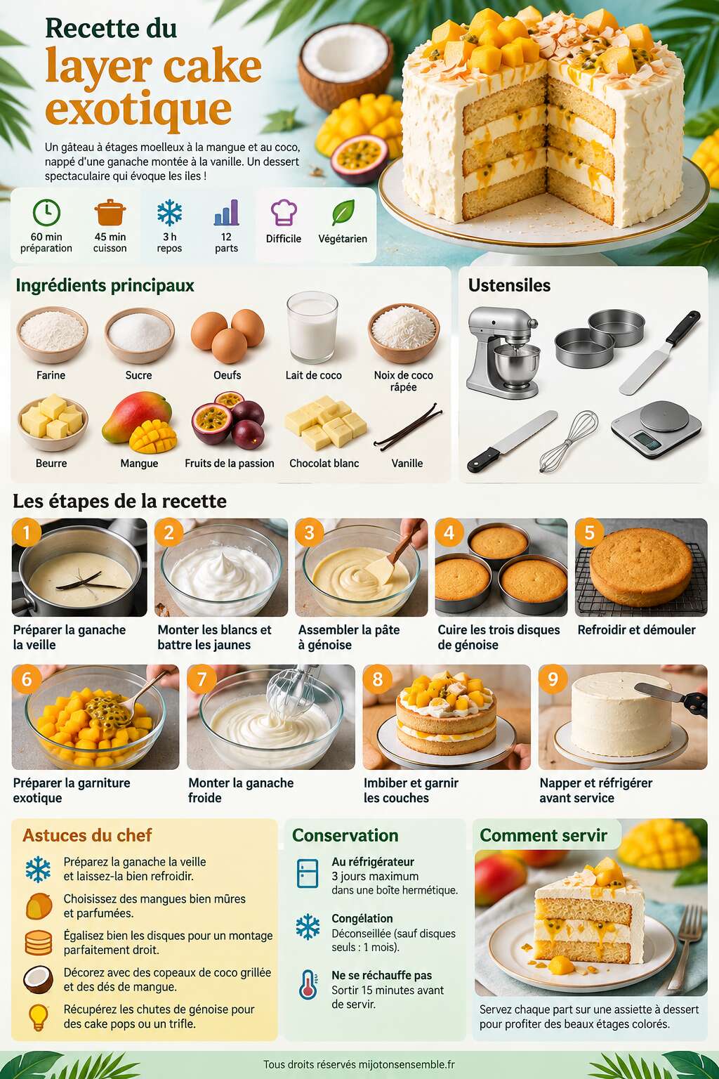 Fiche recette Recette du layer cake exotique Fiche recette Recette du layer cake exotique