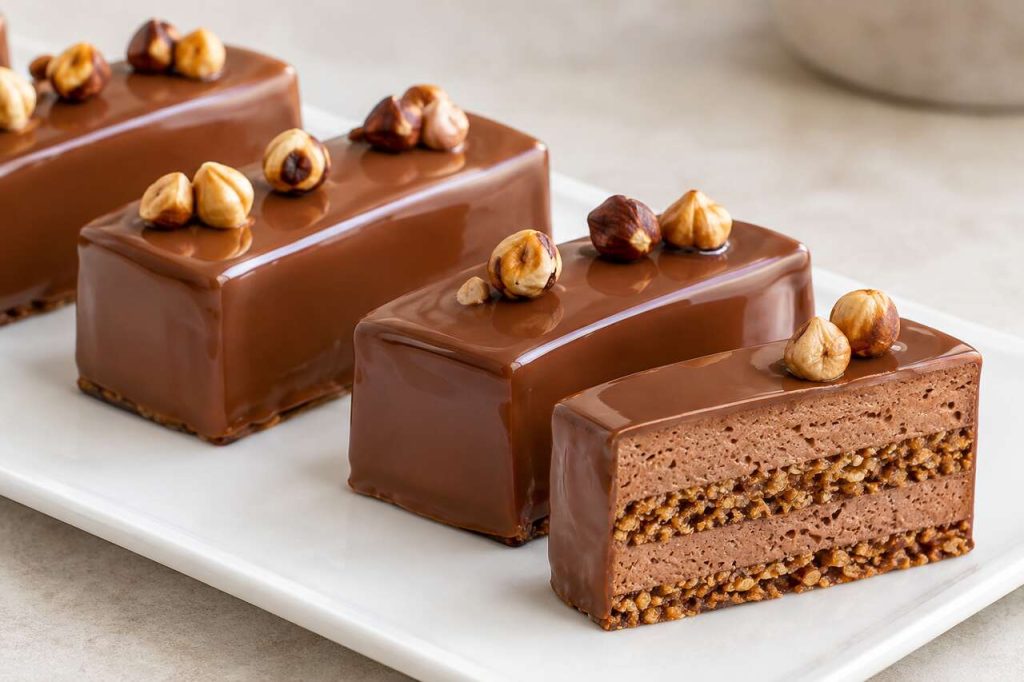 Recette d'entremets au chocolat au lait et noisettes