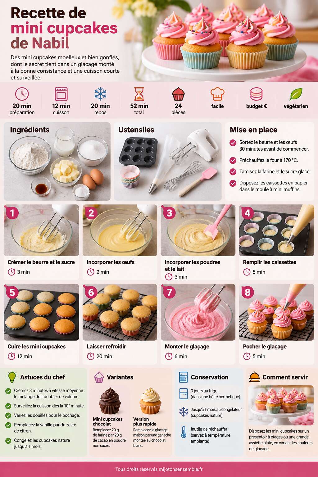 Fiche recette Recette de mini cupcakes de Nabil Fiche recette Recette de mini cupcakes de Nabil