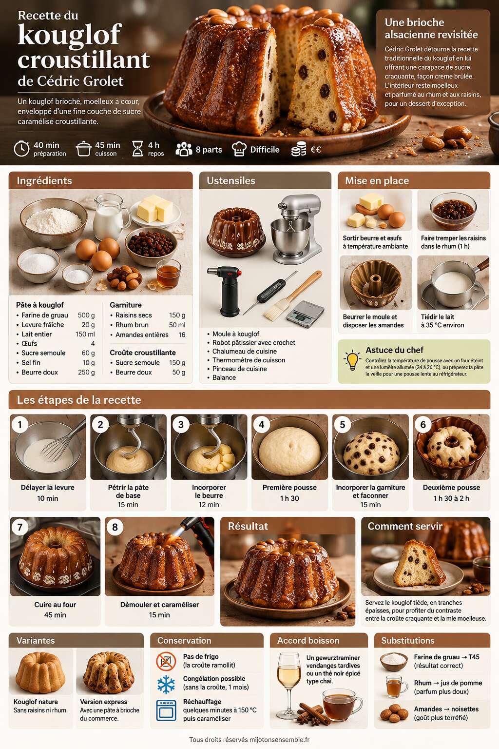 Fiche recette Recette du kouglof croustillant de Cédric Grolet Fiche recette Recette du kouglof croustillant de Cédric Grolet